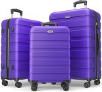 AnyZip Luggage Sets 3 Piece PC ABS Hardside Lightweight Suitcase with 4 Universal Wheels TSA Lock Carry On 20 24 28 Inch Light Blue